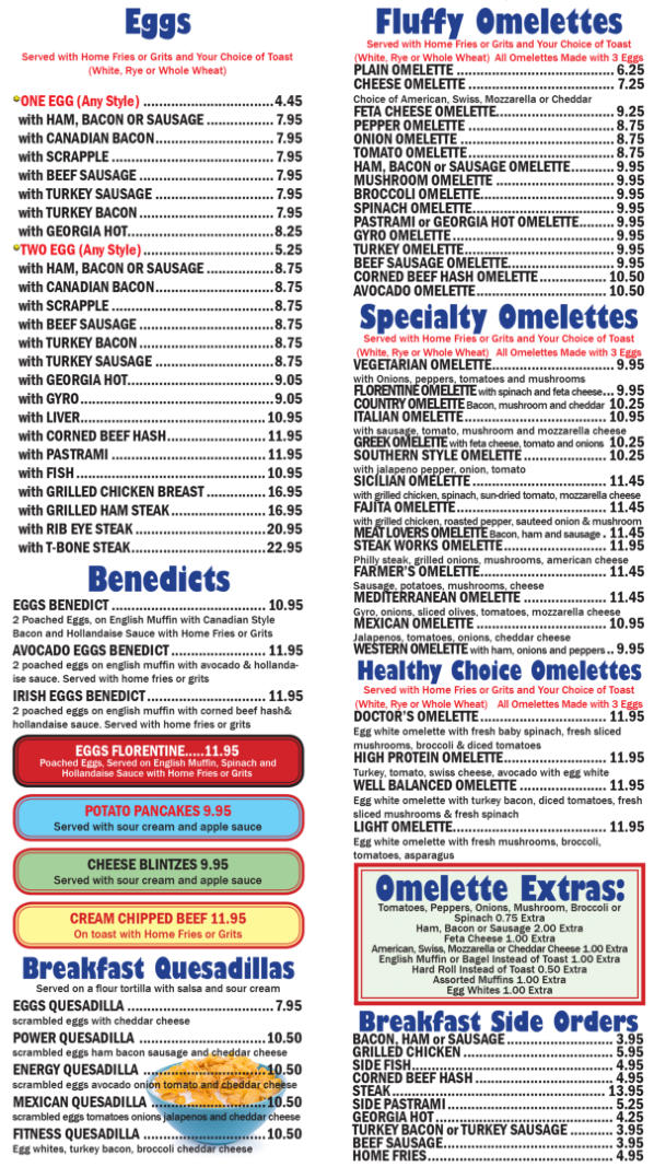 THREE BROTHERS DINER MENU